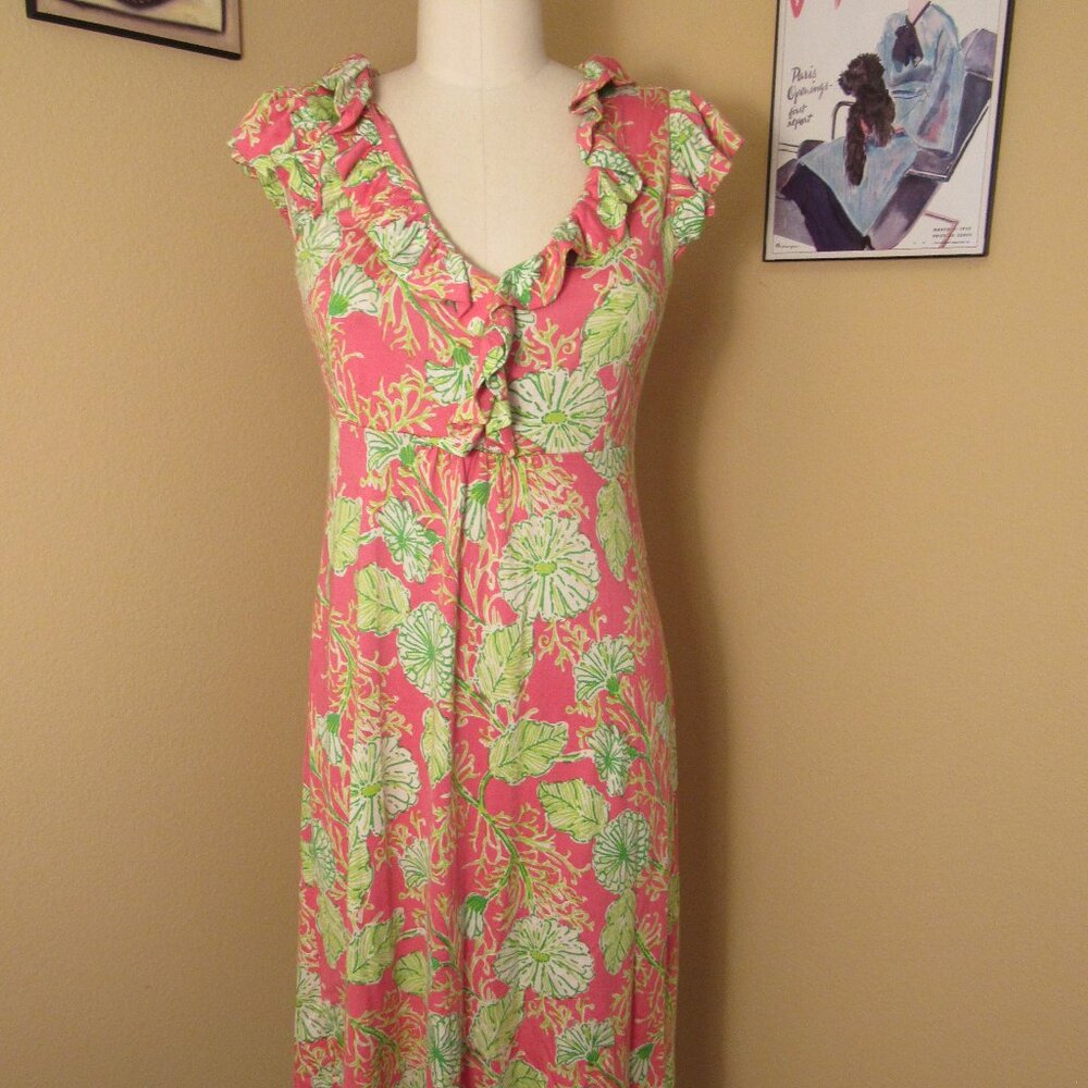 Lilly Pulitzer Women's Pink & Green Clare Silk Blend Dress Size S
